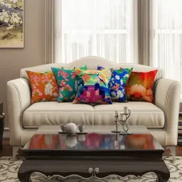 SEJ by Nisha Gupta Multicolor Cushion Covers - Set of 5-image-34