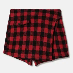 United Colors of Benetton Girls Red & Black Checks Skort-picture-4
