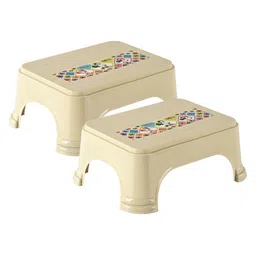 Kuber Industries 2 -Pcs Beige Square Shape Stool image 3