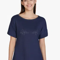 Amante Navy Textured Short Tee-picture-16