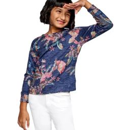 Global Desi Girl Navy Floral Print Sweatshirt-image-52
