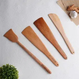 The Indus Valley Brown Wooden Cooking Ladles - Set of 4-44