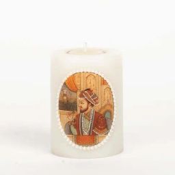 Home4U White Wax 7.5 cm Mughal King Candle - Set of 1-image-38