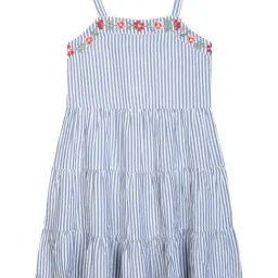 Budding Bees Kids Blue & White Striped Dress-image-94