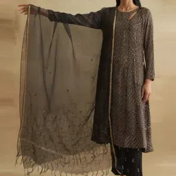 Folksong By W Black Silk Embellished Dupatta-picture-38