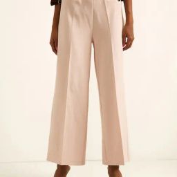 Cover Story Peach Regular Fit Flat Front Trousers-image-50