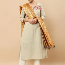 Soch Yellow Cotton Woven Pattern Dupatta-image-34