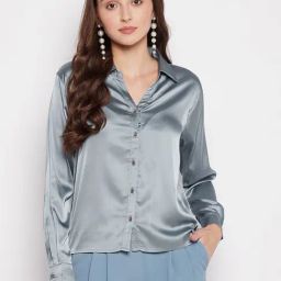 MADAME Grey Regular Fit Shirt-image-34
