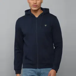 Allen Solly Navy Blue Cotton Regular Fit Hooded Sweatshirt-picture-39