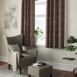 Bianca HOUSE OF LUX Brown Faux Silk 5 Ft. Window Curtain - Set of 2-95