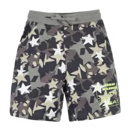 Plum Tree Kids Khaki & Grey Cotton Printed Shorts-image-34
