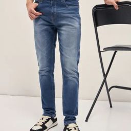The Bear House Blue Cotton Slim Fit Solid Jeans-picture-49