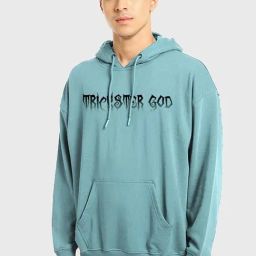 Bewakoof Blue Relaxed Fit Graphic Oversized Hoodie-image-28