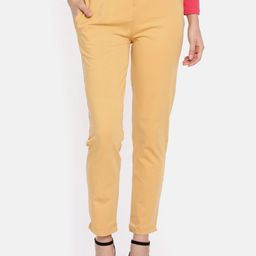 Dollar Missy Women Mustard Yellow Solid Classic Straight Fit Cigarette Trousers-image-74