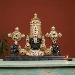 Ekaa Handicrafts Gold Brass Tirupati Balaji Bust Statue-picture-29