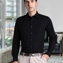 Southbay Black Linen Cotton Solid Shirt-image-5