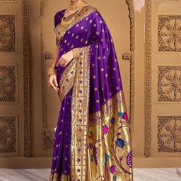 DWIJA FASHION Ethnic Motifs Woven Design Paithani Saree-image-90