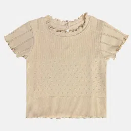 MINIKLUB Girls Beige Self Design Top-image-16