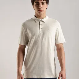 Calvin Klein Silver Birch Regular Fit Cotton Polo T-Shirt-image-81