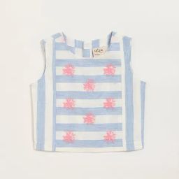 Utsa Kids by Westside Floral Embroidered Blue Striped Top-image-9