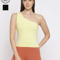 La Intimo Black & Yellow Eased Elegance Camisole (Pack of 2)-image-102