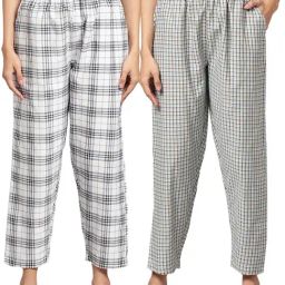 Kryptic White & Blue Cotton Checks Lounge Pants (Pack Of 2)-picture-47