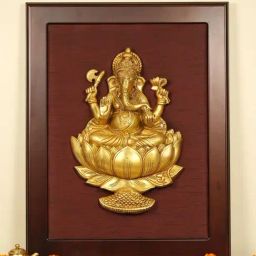 Ekaa Handicrafts Gold Brass Lord Ganesha Wall Hanging Frame-image-21