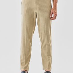 Snitch Men Striped Slim Fit Mid-Rise Wrinkle Free Trousers-picture-35
