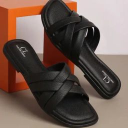 Carlton London Women's Black Cross Strap Sandals-picture-8