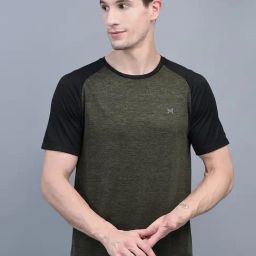 Force NXT Olive Regular Fit Colour Block Sports T-Shirt-image-47