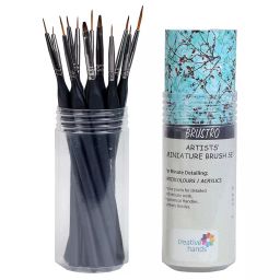 BRUSTRO Watercolour & Acrylic Miniature Brush Synthetic Hair, Wood Watercolour, Gouache, Acrylic, (Pack of 12)-41
