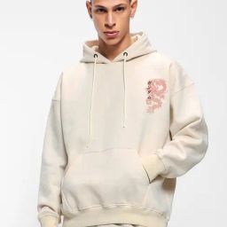 Bewakoof Beige Relaxed Fit Graphic Oversized Hoodie-picture-9