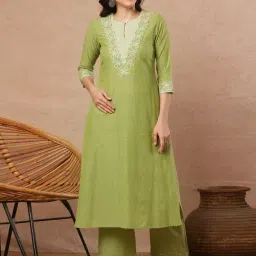 Kami Kubi Green Cotton Solid Kurti-picture-37