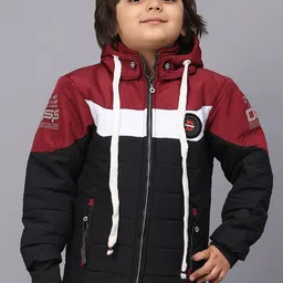 SKY HEIGHTS Boys Colourblocked Polyester Padded Jacket with Patchwork-2