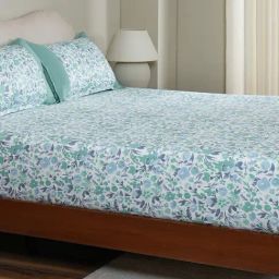Maspar Blue Cotton Printed 200 TC Single Fitted Bedsheet with 1 Pillow Cover-picture-19