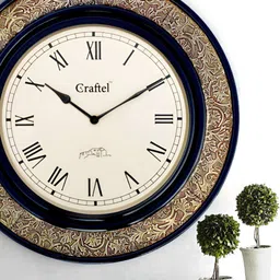 CRAFTEL Gold-Toned & Black Textured Analogue Round Traditional Wall Clock-image-38
