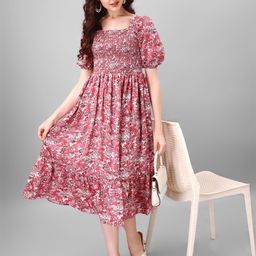 Femvy Fit & Flare Designer printed dress for women-image-40
