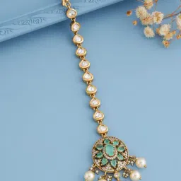 Kushal's Fashion Jewellery Mint Victorian Polished Kundan Tikka For women-picture-43