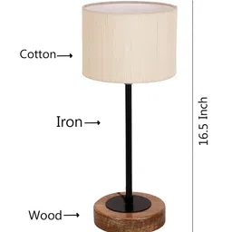 Devansh Off-White & Brown Textured Buffet Table Lamp with Shade image 2