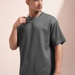 HIGHLANDER Men Self Design Round Neck Relaxed Fit T-shirt-image-61