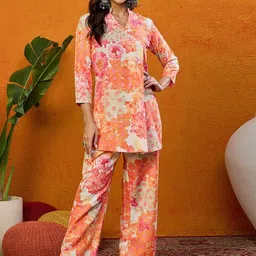 AHIKA Women Floral Printed Regular Kurti with Palazzos-picture-8