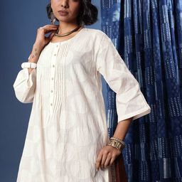 Taavi Geometric woven Designed Straight Cora Pure Cotton Kurta-picture-31