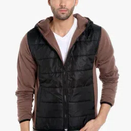 Campus Sutra Brown & Black Quilted Cotton Jacket-image-89