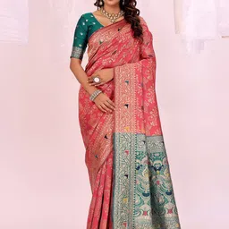 KALINI Ethnic Motifs Woven Design Zari Kanjeevaram Saree-picture-6