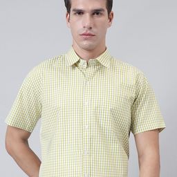 ACCOX Comfort Micro Checked Short Sleeves Cotton Formal Shirt-image-91