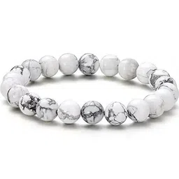 Rodya Unisex White Beads Brass Slip-On Bracelet-image-18