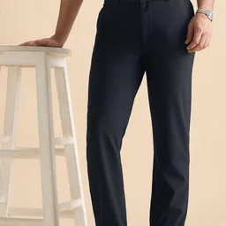 The Souled Store Azure Blue Men Classic Slim Fit Trousers-picture-14