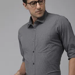 Park Avenue Pure Cotton Slim Fit Micro Checked Formal Shirt-image-69