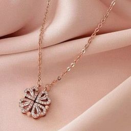 AGARWALPRODUCT Rose Gold-Plated Stainless Steel Artificial Stones Studded Minimal Chain-2