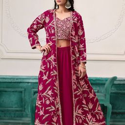 ODETTE Embroidered V-Neck Top Jacket & Palazzo Co-Ords-image-76